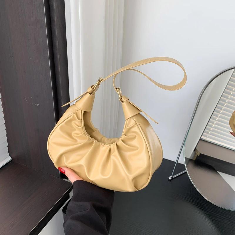 Women's Shoulder Bags with Internal Compartments Monochromatic Zippered PU Bags Stitching Line  New Fashion