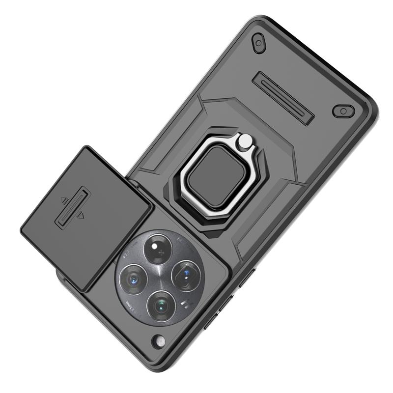 For OnePlus 12 Case Slide Push Pull Camera Protect Phone Case For One Plus 12 OnePlus12 5G Magnetic Ring Holder Armor Back Cover