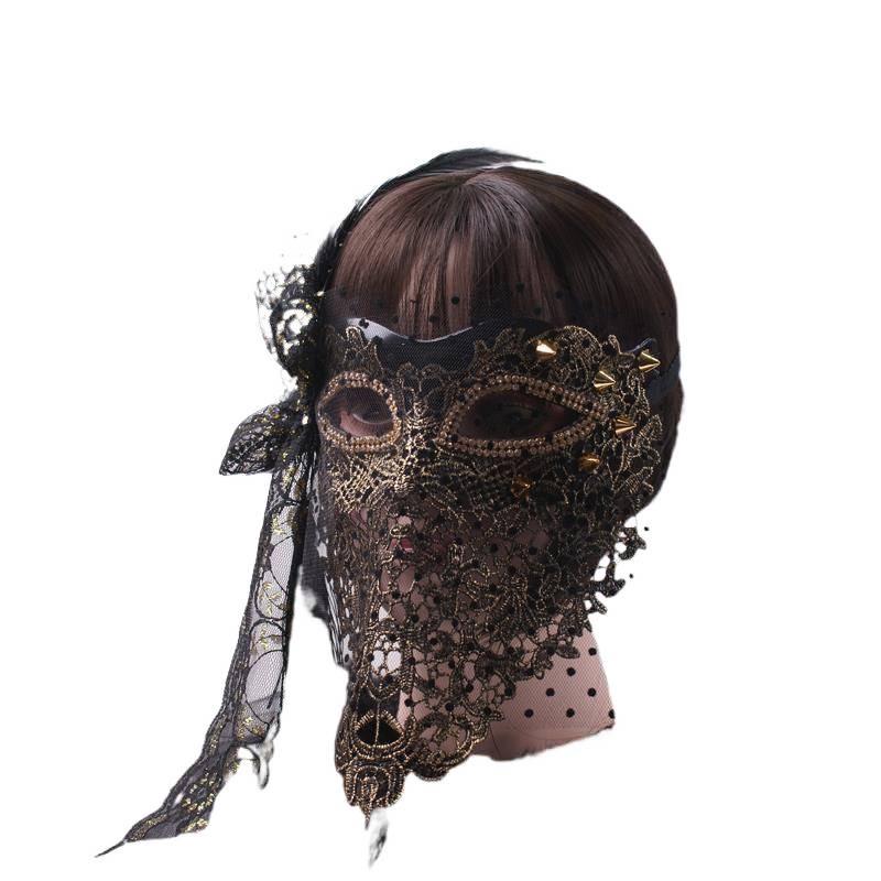 Halloween Gold Full Face Mask: Mysterious Singer Dance Veil for Adults