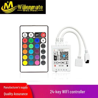 24-Tasten WiFi RGB LED Strip Controller mit IR-Fernbedienung & Smartphone-App-Kompatibilität