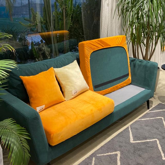 

Чехол для подушки сиденья дивана из бархатной ткани, эластичный, однотонный, плотный, для гостиной, для домашних животных, чехол для стула, чехол для подушки cushion cover