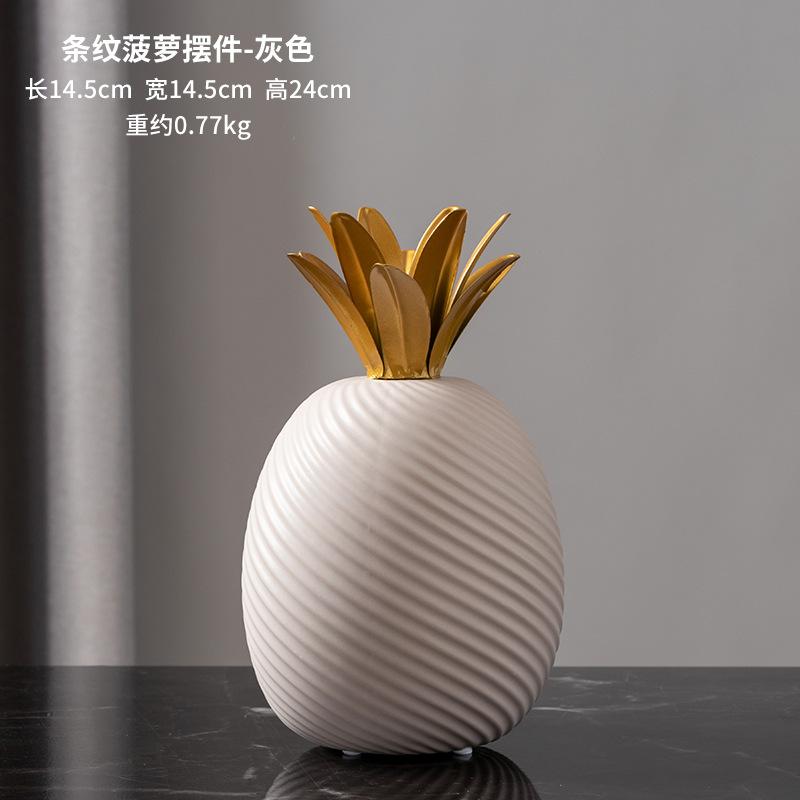 

European Style Pineapple Shape Handicraft Decoration Simulation Fruit Stripe Statue Creative Cute Kids Room Home Decoration New