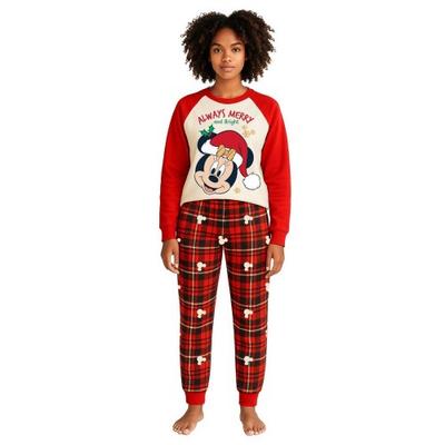 Womens/Ladies Always Merry And Bright Minnie Mouse Christmas Long Pyjama Set