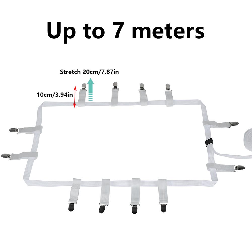 

12 зажимов для ремней для держателей простыней Застежки для простыней Регулируемые эластичные подтяжки Зажимы для простыней Постельные принадлежности Keep Tidy белый