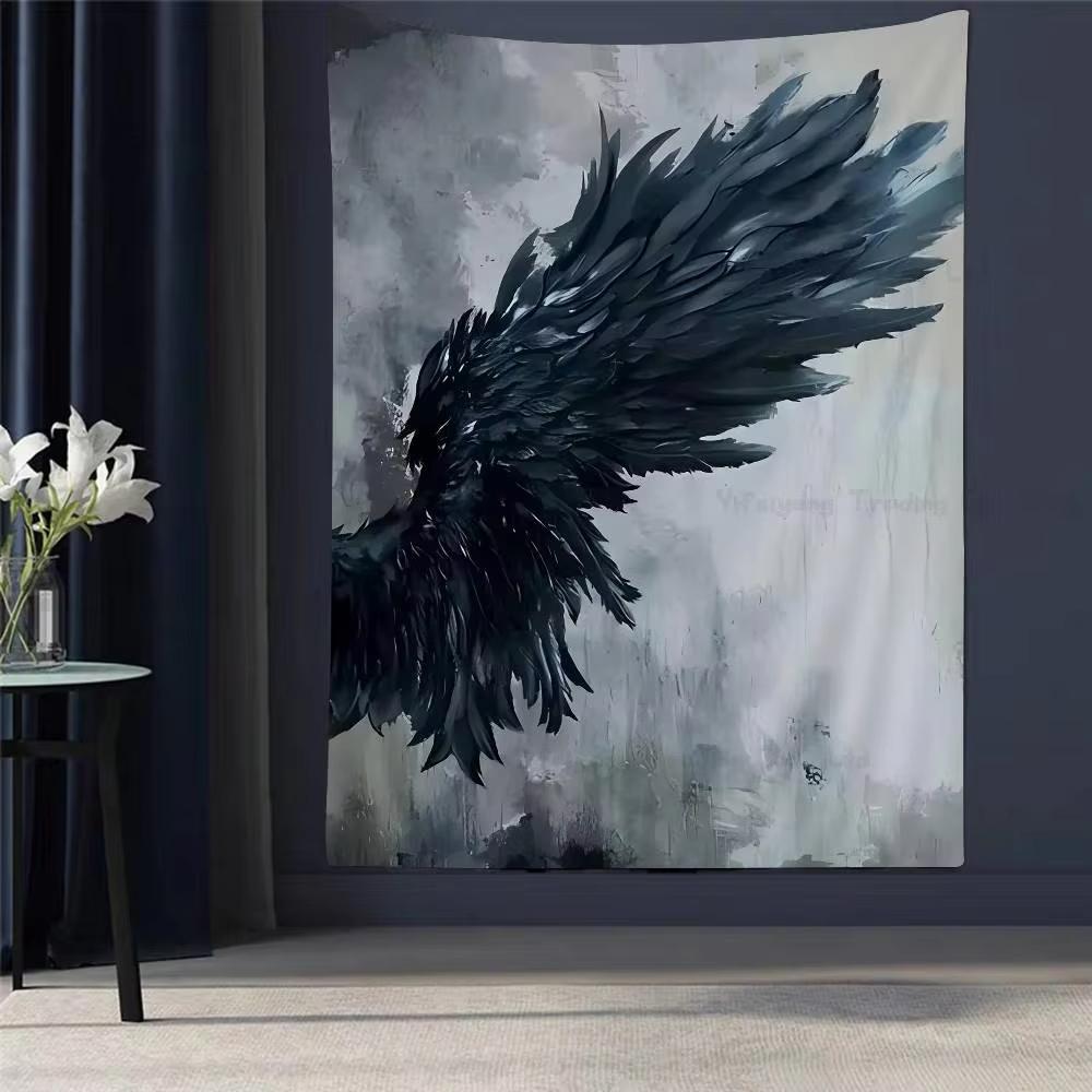 Black White Angel Wings Printed Large Wall Tapestry Cheap Hippie Wall Hanging Bohemian Wall Tapestries Mandala Home Decor