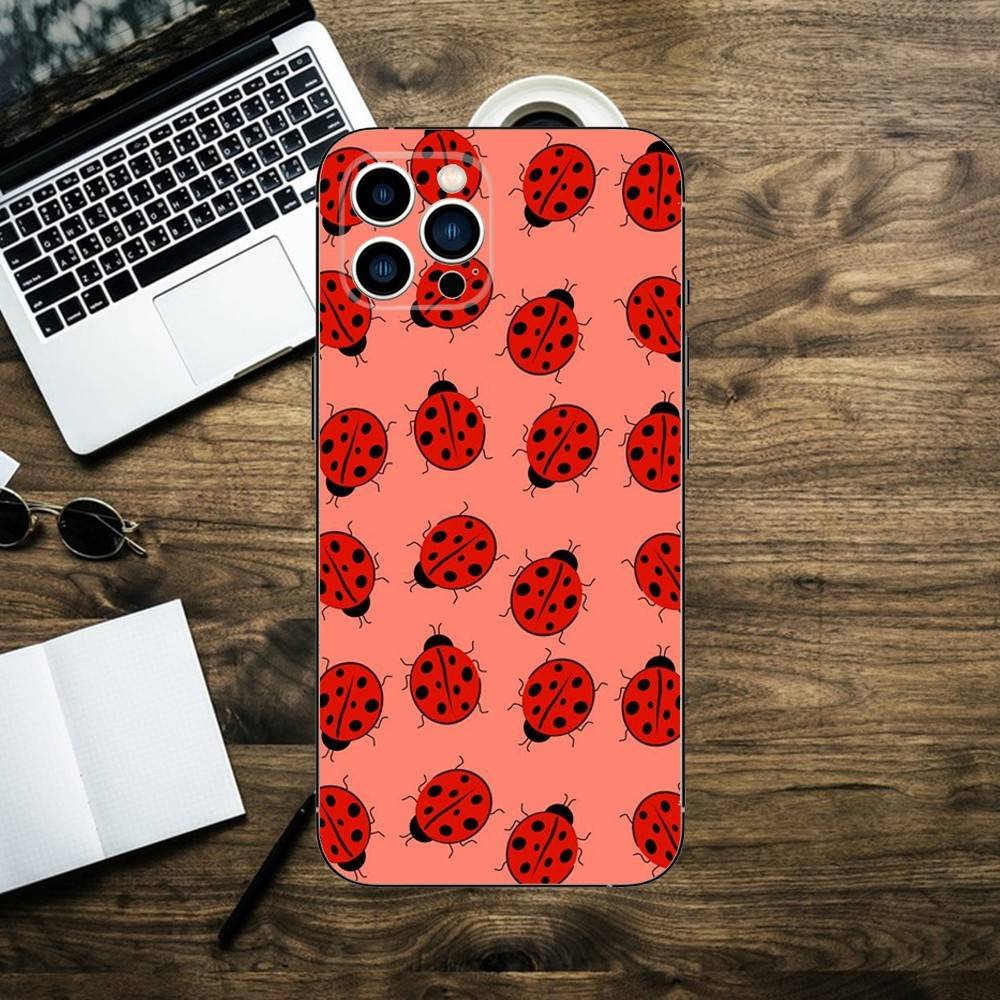 Insect Seven-star ladybug   Phone Case For iPhone 16,15,14,13,12,11,XS,XR,X,8,7,Pro,Max,Plus,mini Silicone Black Cover