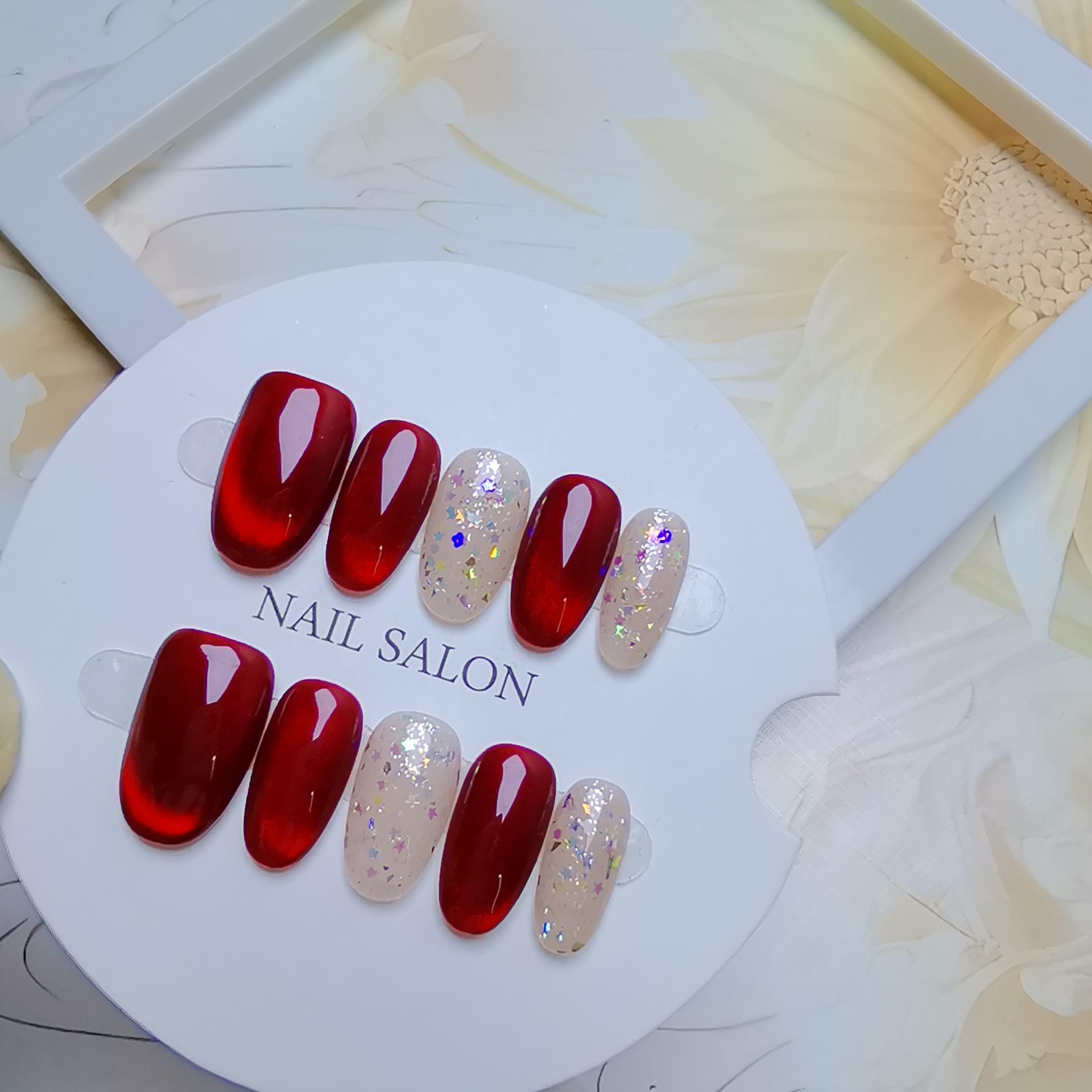 Crimson Handmade Manicure: Elegant Spring 2026 High-End Nail Stickers