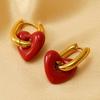 European & American Retro Heart Earrings - Women's Enamel Glaze U-shaped Detachable Design.