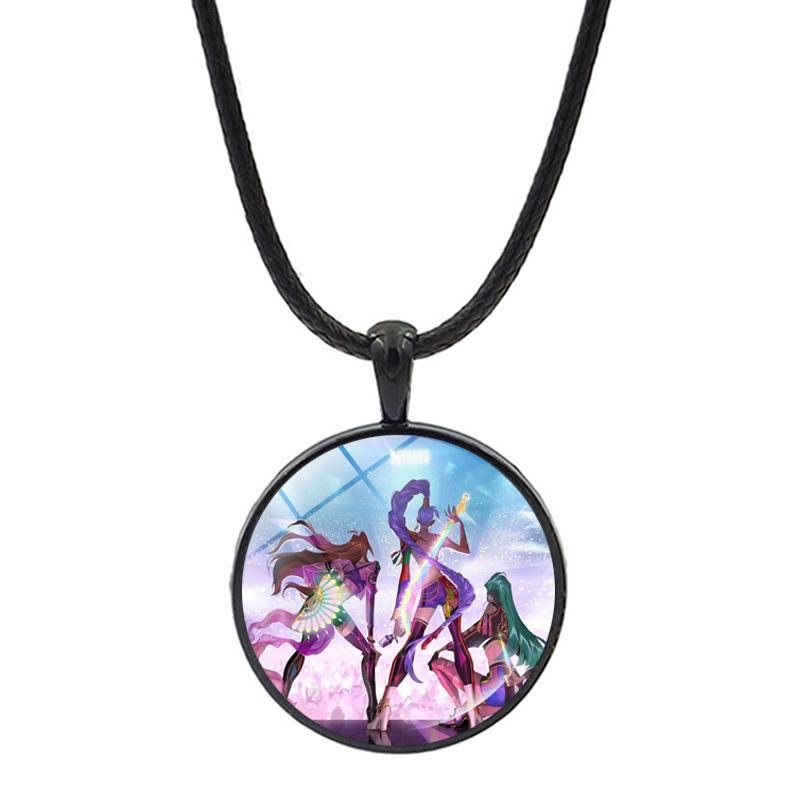 Huntress Girls Iron Alloy Necklace, Kpop Idol Cartoon Pendant Wax Rope Chain, Cute Anime Jewelry Gift for Kids and Fans