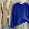 Autumn and Winter Women Soft Waxy Round Neck Cashmere Sweater Women's Loose Sweater Autumn and Winter Short Base Sweater