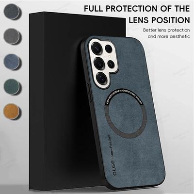 Kožené pouzdra na telefon pro Samsung S25 S24 S23 S22 S21 S20 Ultra Plus Edge FE Note 20 Ultra Nárazuvzdorné Pro Magsafe Magnetický kryt