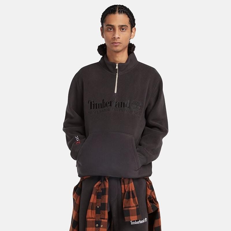 Timberland Letter Print Fleece Outdoor Moisture-Wicking Casual Hoodie Men hoodies Black A2NRK-001