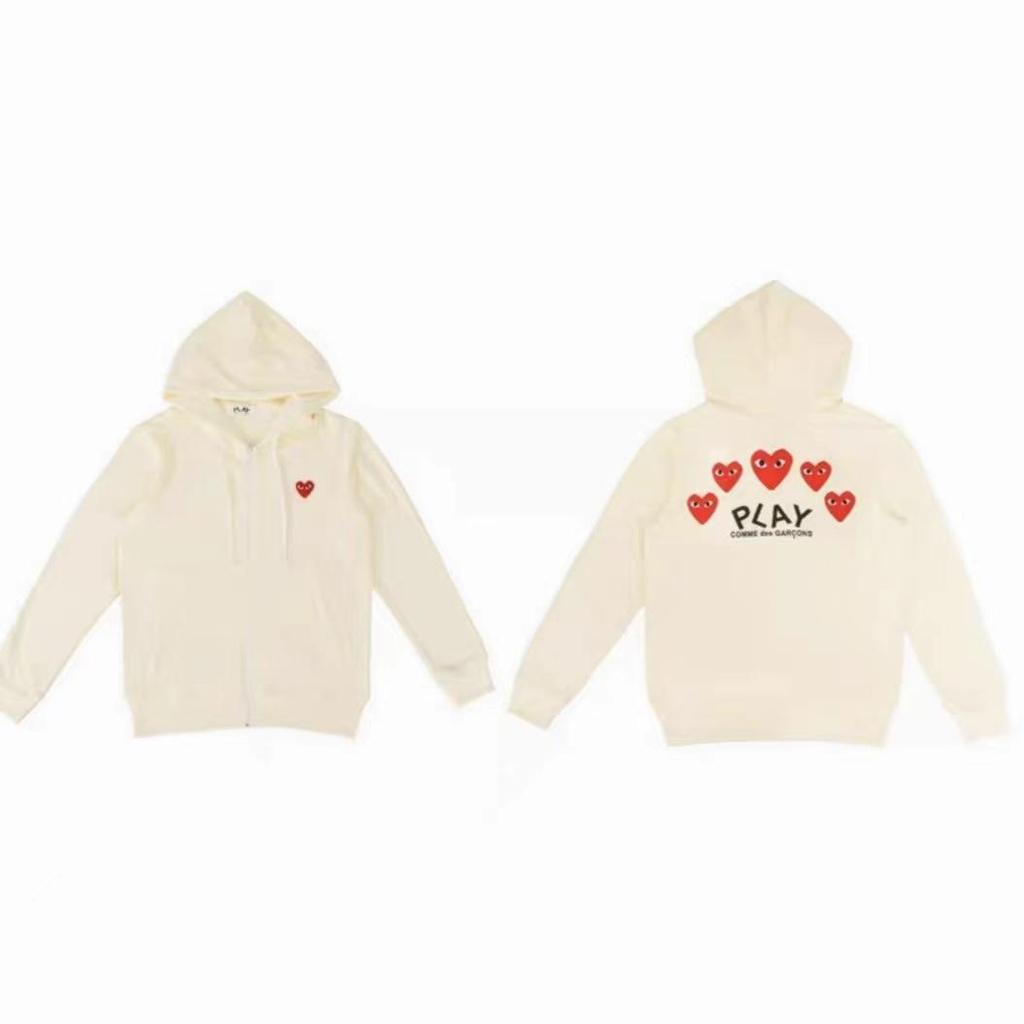 Chuan Jiu 2024 A/W Couple's Heart Hoodie Pullover with Stand Collar & Zipper