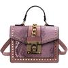 Feminine Leather PU Bag with Studs Shoulder Bag with Shoulder Strap with High-quality Metal Lock Small Square