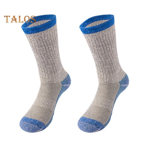 

1 пара женских зимних носков, хлопковые носки средней длины, эластичные манжеты в рубчик, носки для походов, спорта, машинная стирка, сохраняющие тепло, нескользящие, повседневные чулки L синий