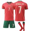 Dětské fotbalové vybavení 2526 Sezóna Portugalsko Domácí 7 Ronaldo Dres Červená Fotbalová souprava