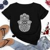 Camisetas con estampado de la mano de Fátima de Hamasa para mujer, camisetas Unisex Harajuku de la mano de Hamsa de la suerte, camisetas negras de manga corta para verano para mujer