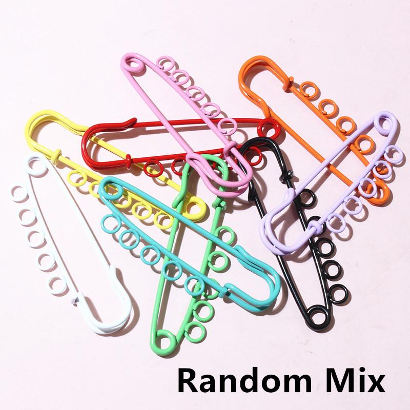 10pcs 50x16mm Safety Pins Brooch Metal Sewing Pins Clothes Pins with 3/5 Loops for Tags DIY Crafts Jewelry Making Findings