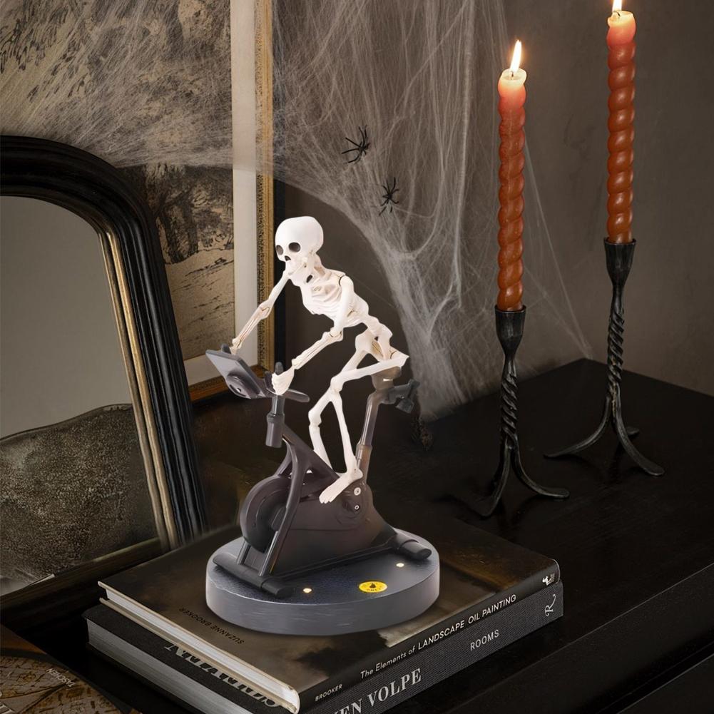 Resin Skeleton Riding Bike Skeletons Statue Skeleton Riding An Exercise Bike Halloween Decorations