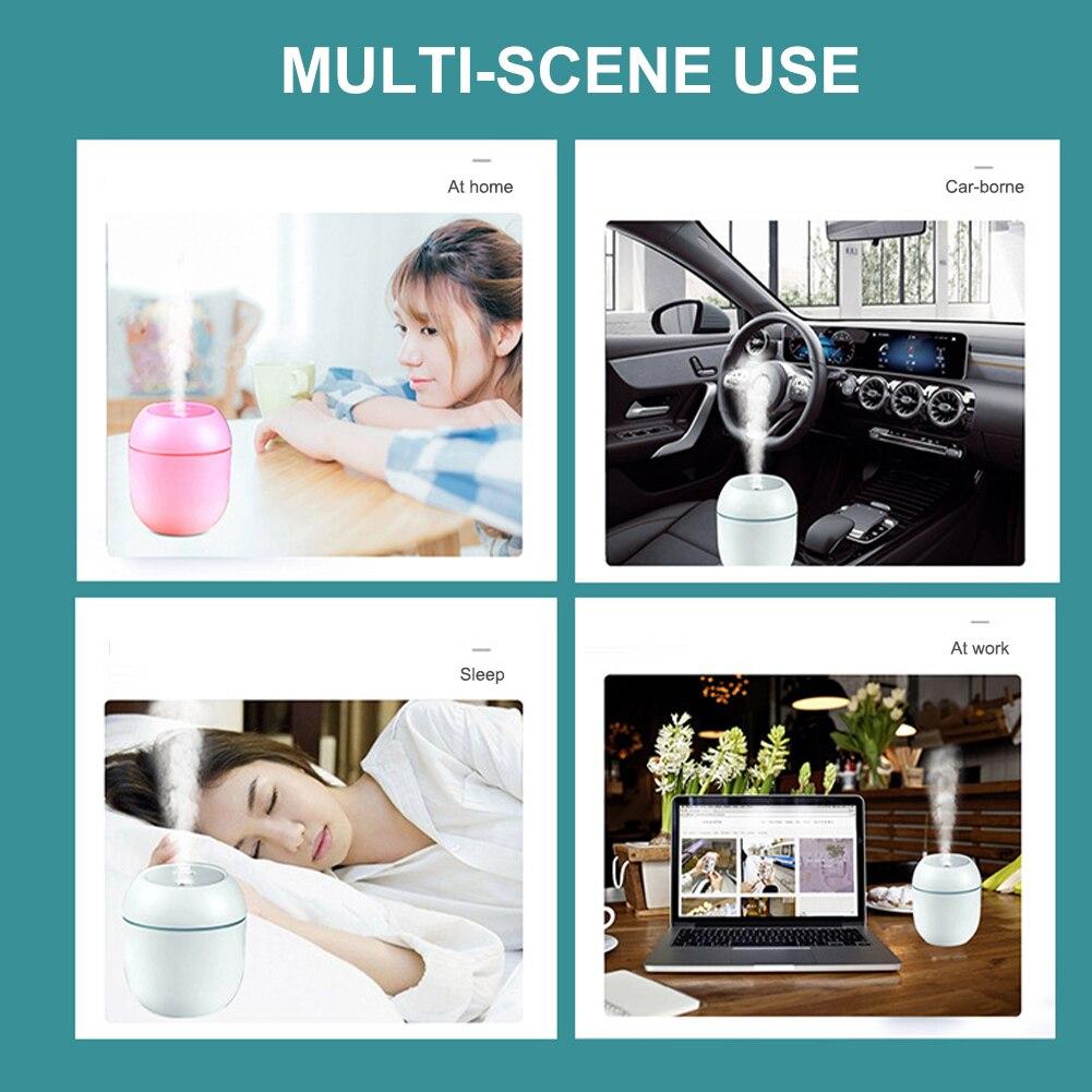 USB Portable Car Air Humidifier Essential Oil Diffuser 2 Modes Auto Off with LED Light for Car Mist Maker Face Steamer