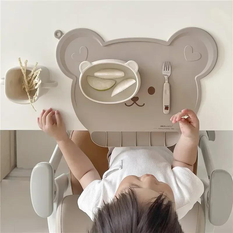 Silicone Placemats,Kids Feeding Mat Portable with Personalised Collapsible Baby Eating Food Catcher Pocket Eholder Fits Most Hig