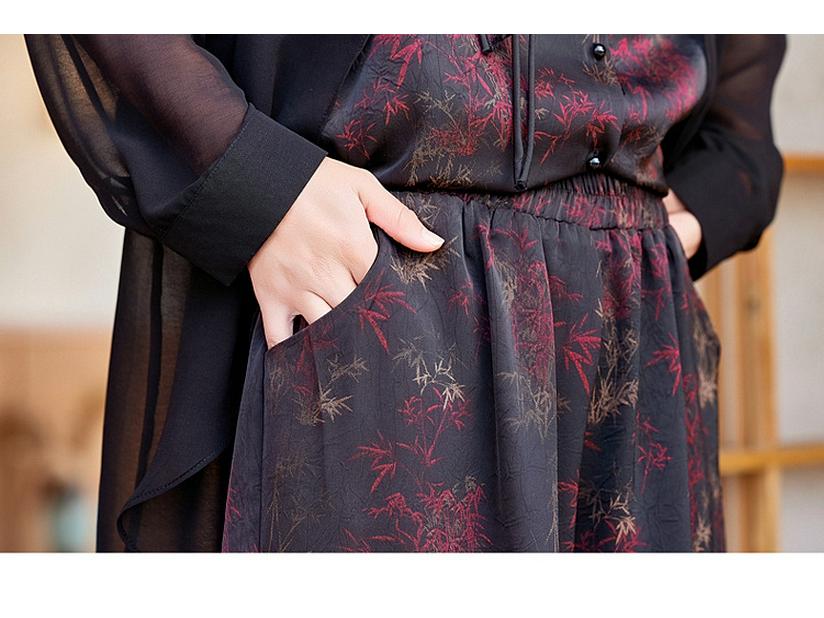 Elegant Summer Two-Piece Set: Chinese Style Wide-Leg Pants & Faux Two-Piece Top for Women