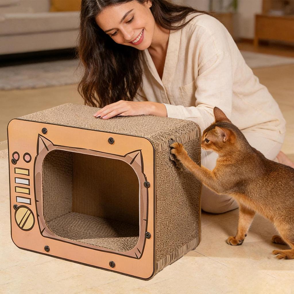 Cat Scratch House Cardboard Non-Slip Bottom Pet Supplies Cardboard Cat Scratcher Pet Bed For Furniture Protector Enrichment Play