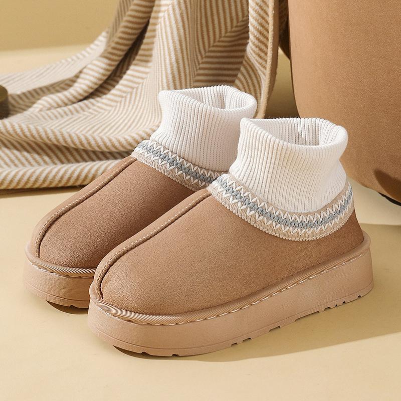 Høst og Vinter Plysj Ankelstøvletter Dame Casual Dame Tøfler Hjem Fluffy Dame Sko Innendørs Fuzzy Pels Snøstøvletter