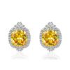 High-end simulation dark blue colored gemstone lavender purple stud earrings with zircon ear jewelry