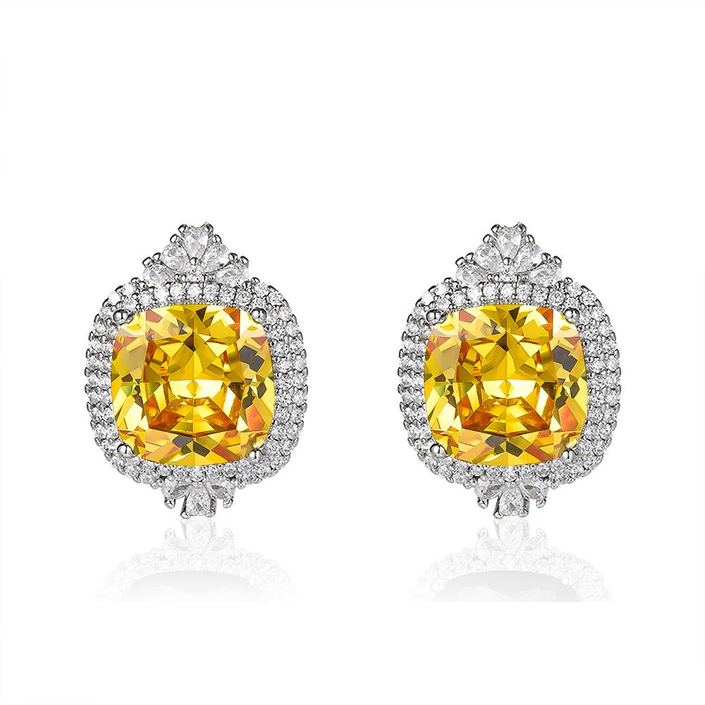 High-end simulation dark blue colored gemstone lavender purple stud earrings with zircon ear jewelry