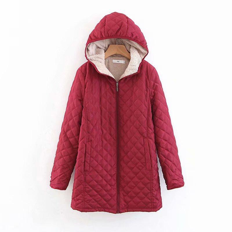 New stand-up collar medium and long loose light lamb wool cotton-padded coat women's coat