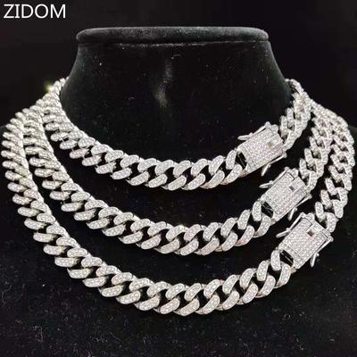 Men Women Hip Hop Iced Out Bling Chain Necklace High Quality 13mm Width Miami Cuban Chain HipHop Necklaces Fashion Jewelry