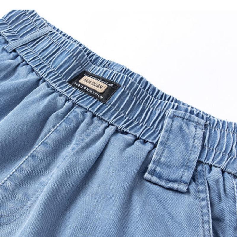 Tencelové tenké džínové šortky dámské letní s vysokým pasem volné volné tenké kalhoty široké nohavice ledový hedvábí pětibodové kalhoty