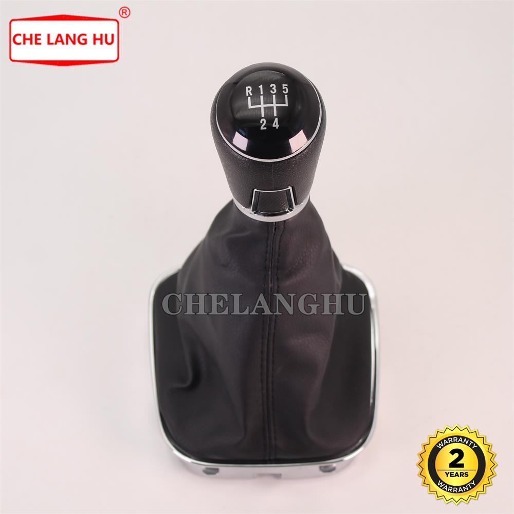 5 Speed Gear Stick Shift Knob Level Leather Boot For VW Polo 6R Hatchback 2009 2010 2011 2012 2013 Car-styling
