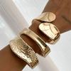 Ingemark Exaggerated Punk Smooth Spring Open Bangles for Women Trend Creative Heavy Metal Chunky Bracelet Hand Jewelry Men Gift