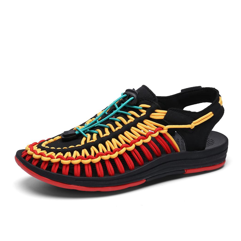 Summer Special for Men and Women Hole Shoes Couple Sandals Men's Breathable Beach Shoes Men's Trend Woven Hollow Sandals