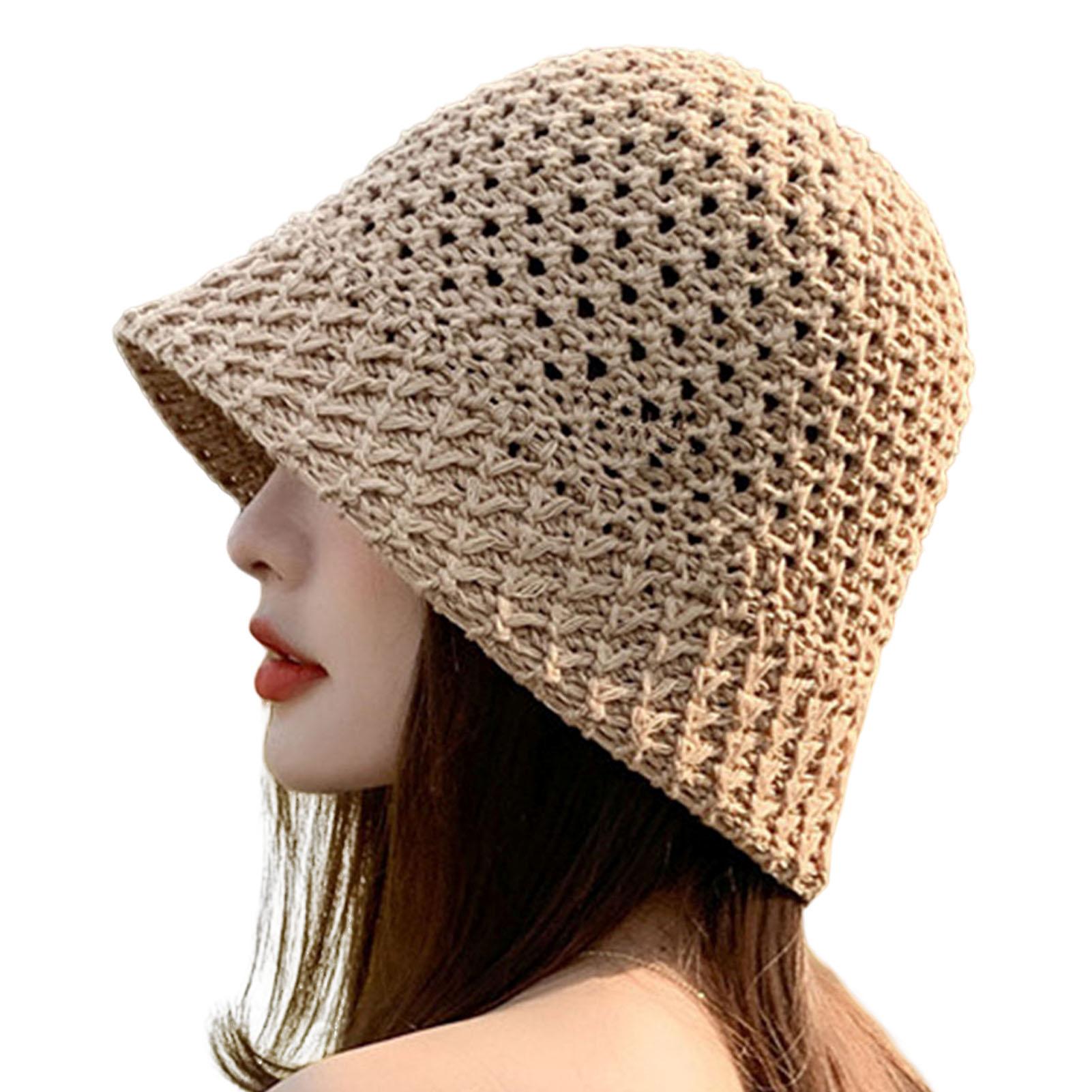 Summer Hiking Fisherman Hat Fashion Bucket Hat Breathable Knitted Sunshade Fisherman Hat for Home Office Travel School Hiking