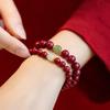 Cinnabar Purple Gold Sand Crystal Bracelet, Translucent Sand Bracelet for Women, Hetian Jade National Style Single Strand Bracelet