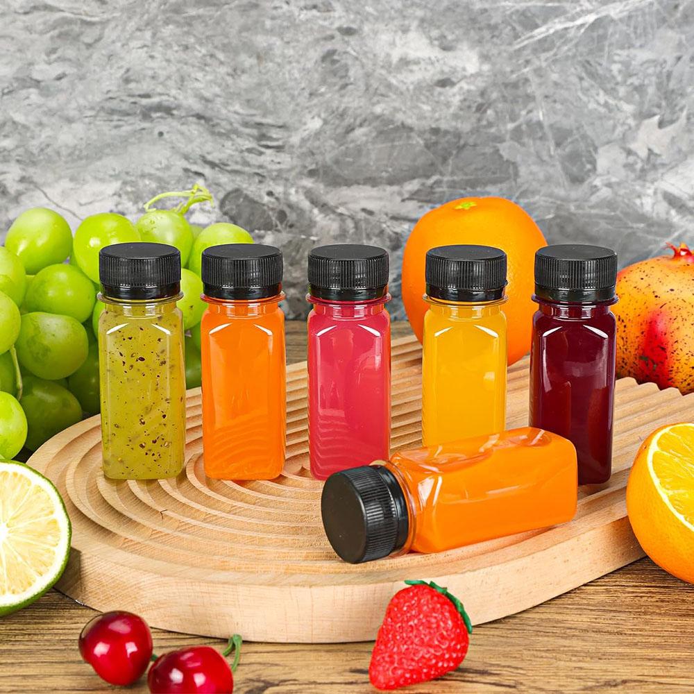 2oz Shot Bottles with Caps,Empty Juice Bottles for Juicing,Reusable Juice Containers for Milk Ginger Shots Drinking Beverages
