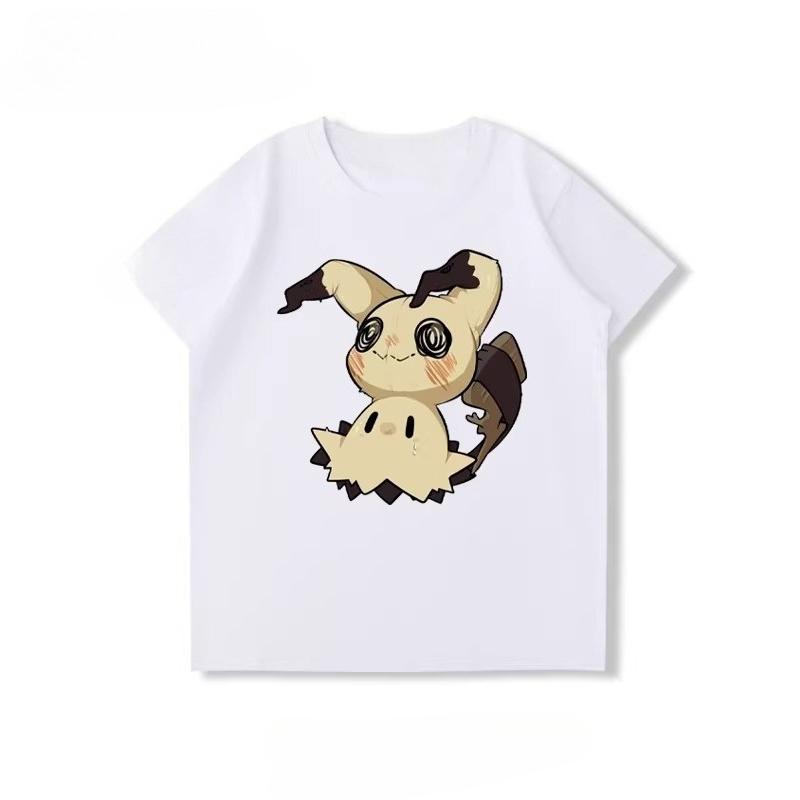Potdemiel  100 Cotton Childrens Summer New TShirt with Pikachu Print Unisex Comfortable and Breathable Childrens TShirt