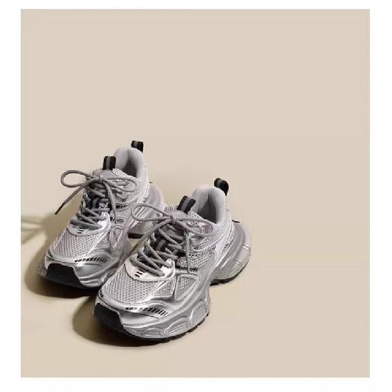 Girls' Sports Shoes silver Children's Dad Shoes New Autumn Girls' Breathable Casual Shoes Mesh Running Shoes