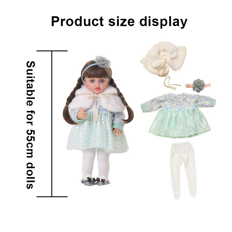 Wiedergeborene Puppenkleidung für 55cm Puppe Plüschkleid und Hosen-Set Kleidung Zubehör Für 21,65 Zoll Baby Puppe Spielzeug Kleidung Zubehör