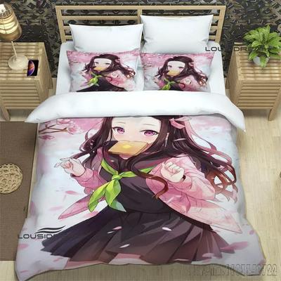 Housse de couette imprimée Demon Slayer Ensemble de housse de couette HD pour enfants Ensembles de literie Linge de lit Décor de chambre