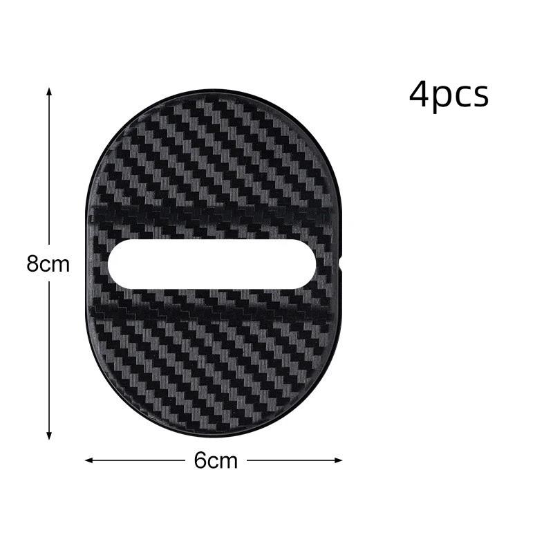4Pcs Universal Carbon Fiber Door Lock Covers Durable Noise-Reducing Shock-Absorbing for Car 4PCS чёрный
