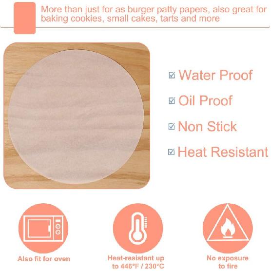 Burger Patty Paper Rounds for 4/4.5 Inch Burger Press, 200pcs 4.5inch Baking Parchment Rounds/Hamburger Patty Paper Sheet for Separating Burger