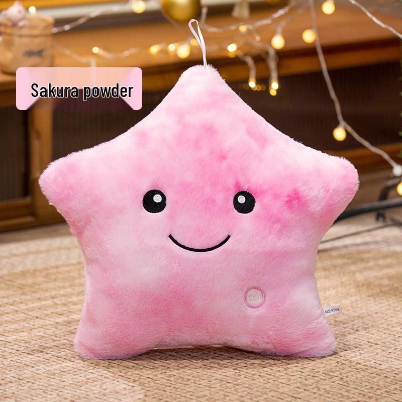 Luminous Five-Pointed Star Throw Pillow: Colorful Plush Toy Decoration for Sofa or Gift