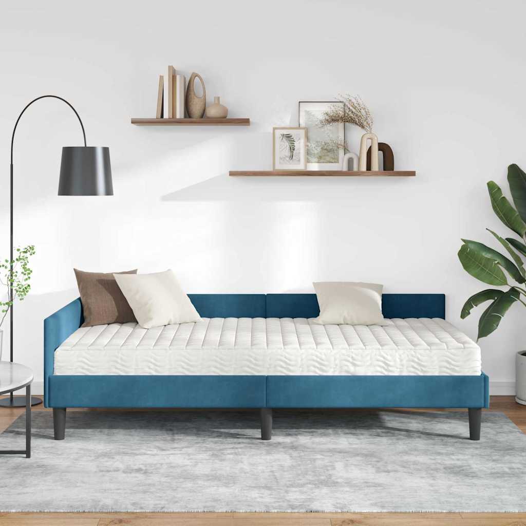 Corner Bed Frame with Mattress Other 2 Pcs Blue Velvet