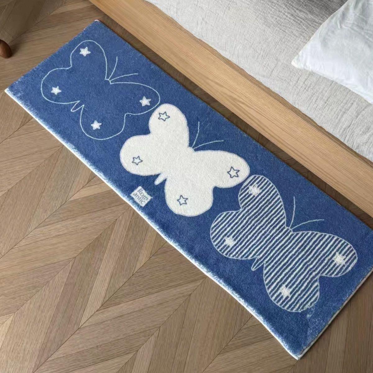 

Ins Wind Star Butterfly Carpet Soft Non-shedding Long Strip Bedside Rug Bay Window Pad Corridor Floor Mat Home Decor 40x120cm 16x47inch