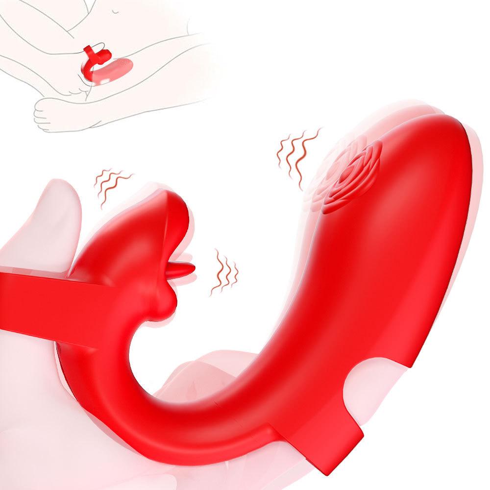 Finger Vibrator Rose Adult Toy, Tongue Licking Vibrator Clitoris G-spot Stimulation, Equipped with 10 Vibration Modes, Nipple Toy Couple Adult Toy