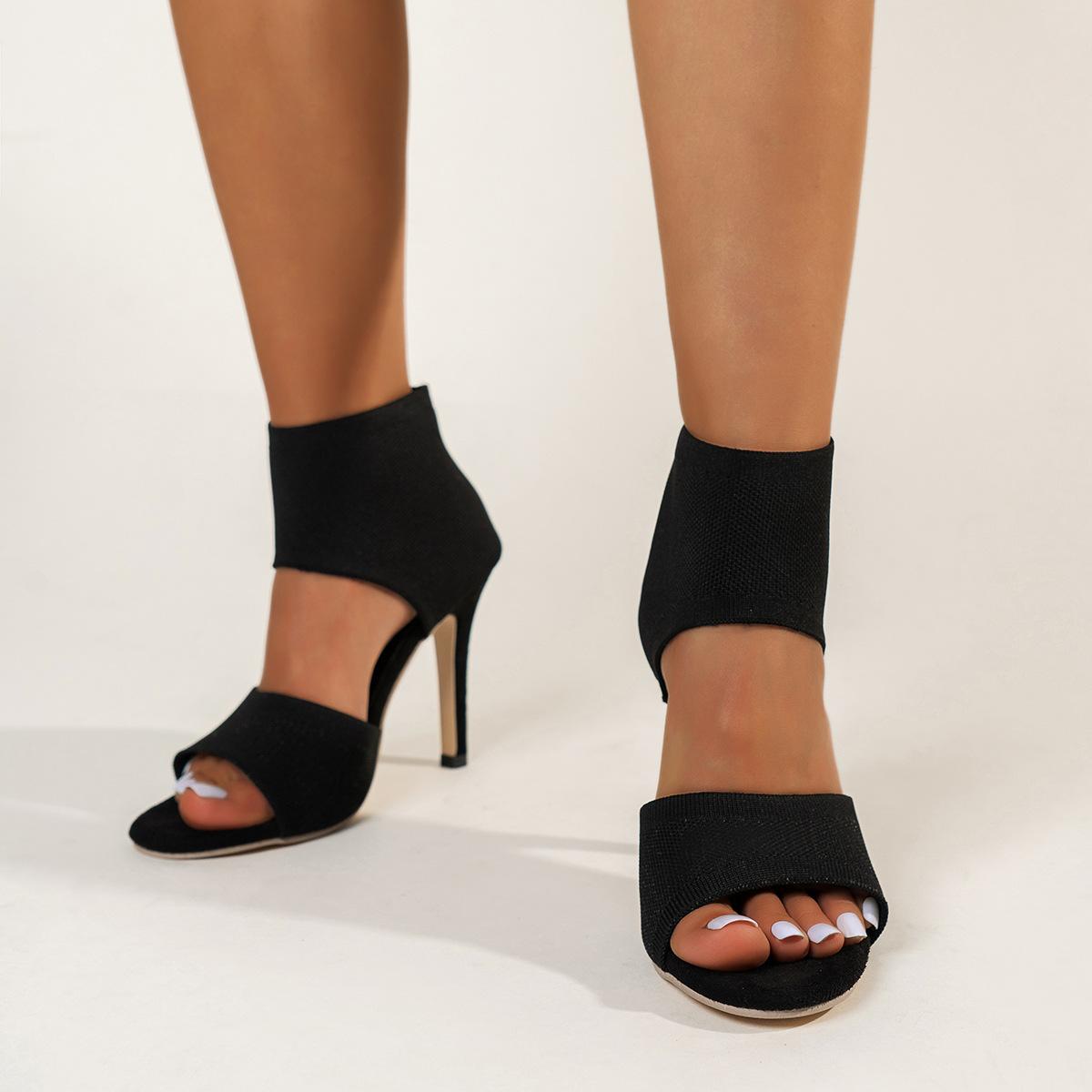 

Women s Large Size Summer New Large Size Fashion Women s Sandals Comfortable High Heel Thin Heel Slim Flying Weaving Fish Mouth 43 чорний